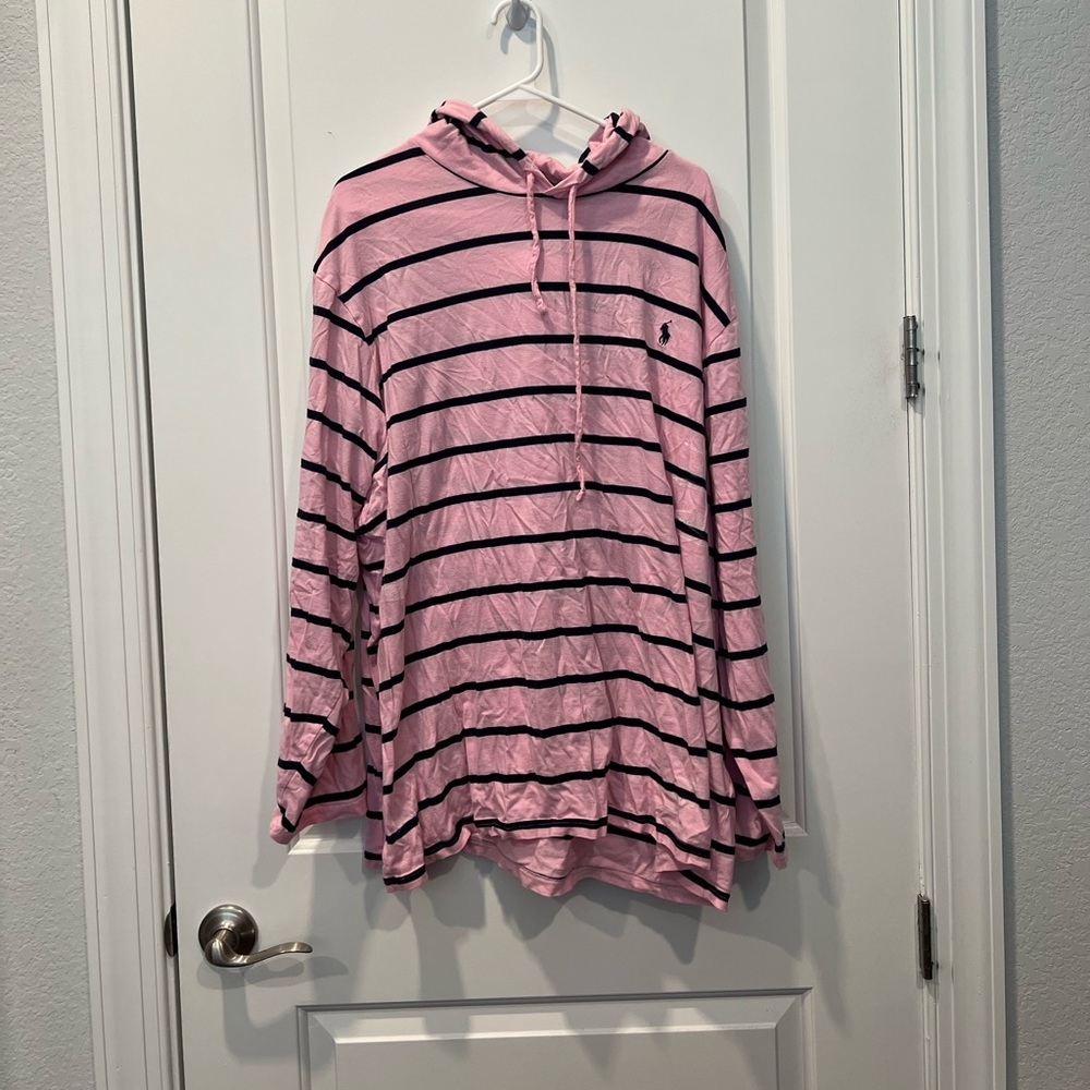 Polo 2xl tall pink and blue long sleeved T-shirt hoodie
